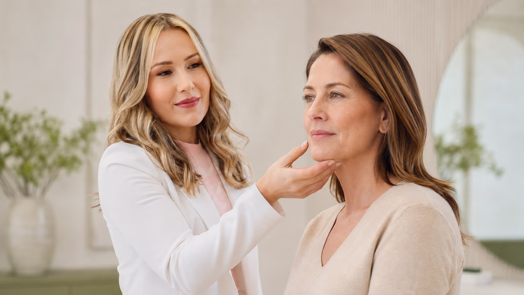 Pessoa adulta com expressão natural durante avaliação de linhas faciais discretas