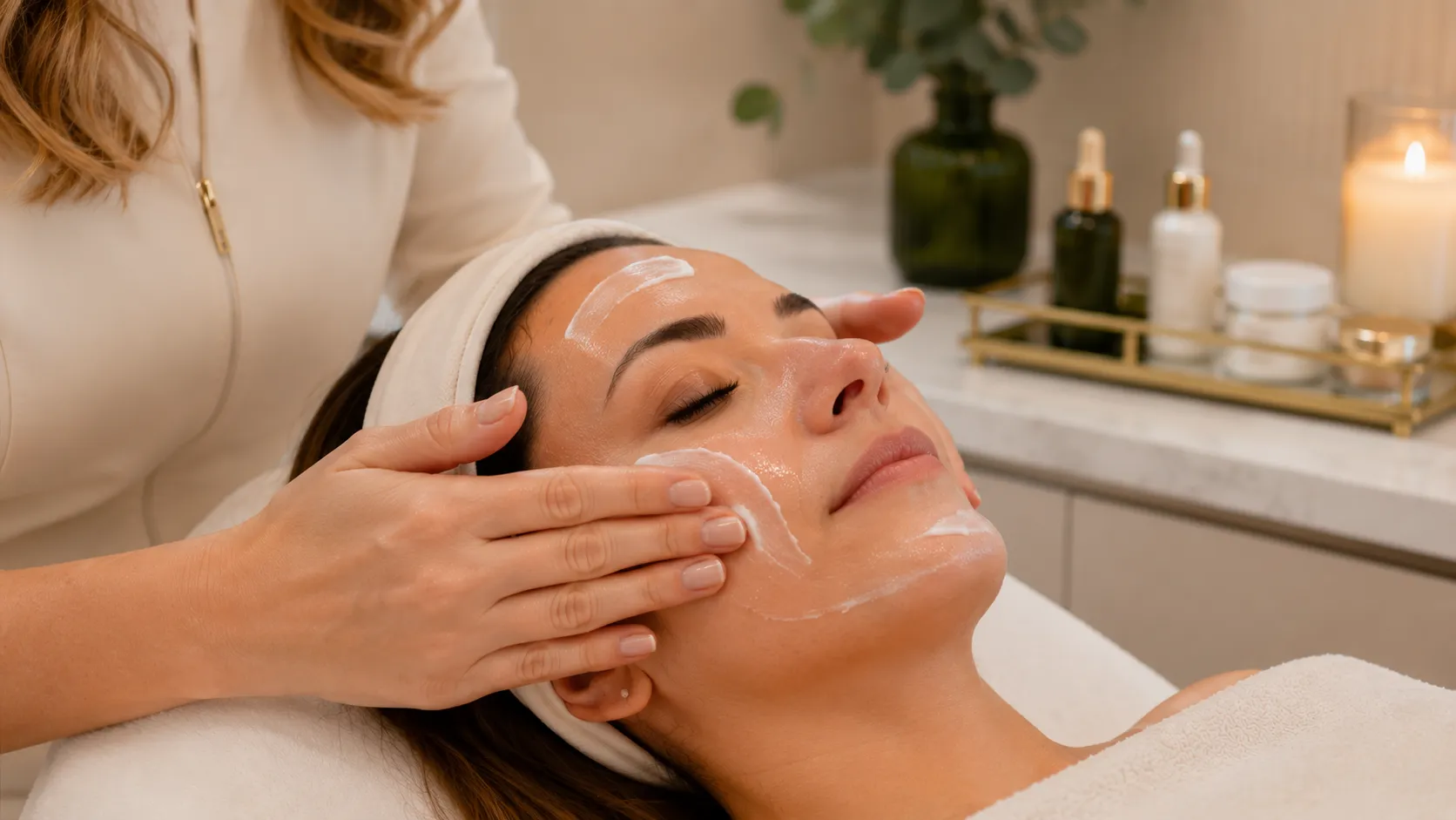 Fotoproteção após peeling químico Aplicação de protetor solar e cuidado calmante após peeling químico