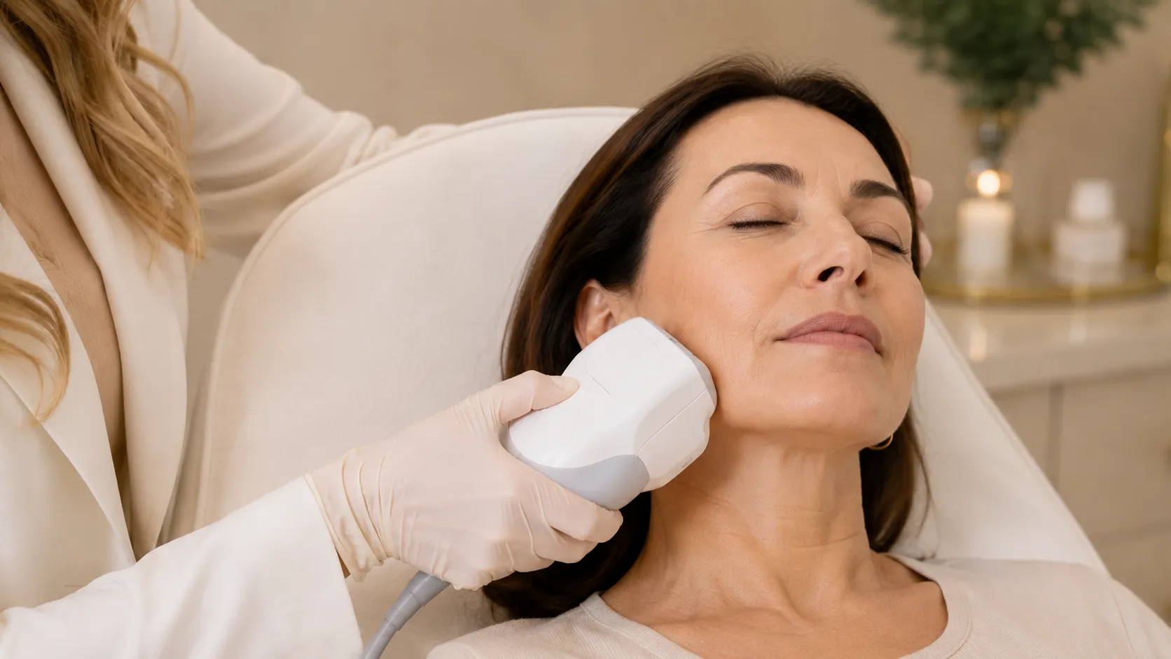 Tecnologia estética para firmeza e qualidade da pele Aplicação de tecnologia estética para estímulo de colágeno e firmeza da pele